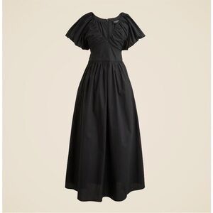 J.Crew NWT Collection Cecily Dress Size 8 Cotton Poplin Maxi Puff Sleeves Black